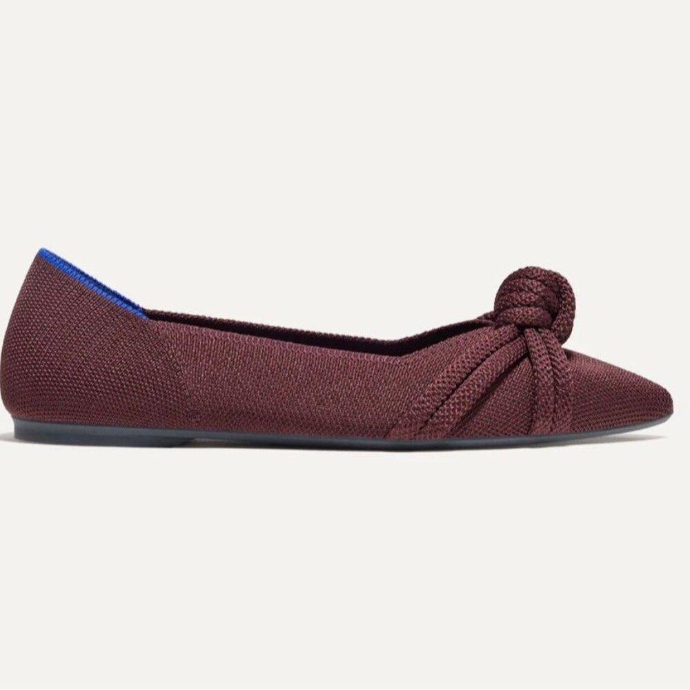Rothy’s Burgundy Flats Knotted Knit Pointed Toe Slip on Ballet Flats 7.5 - Picture 3 of 6